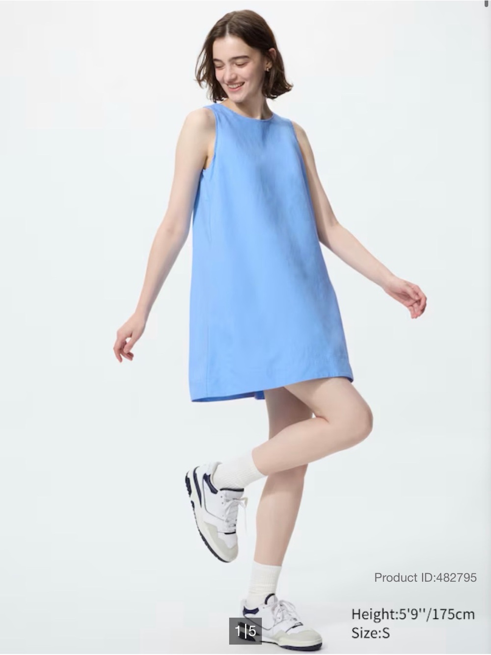 Uniqlo Light Blue Sleeveless Shift Dress